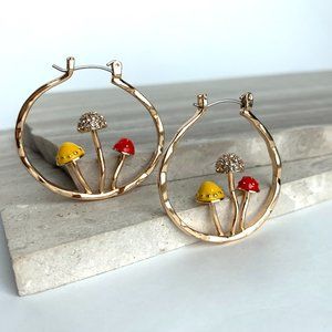 NEW~ Anthropologie Mushroom Hoop Earrings